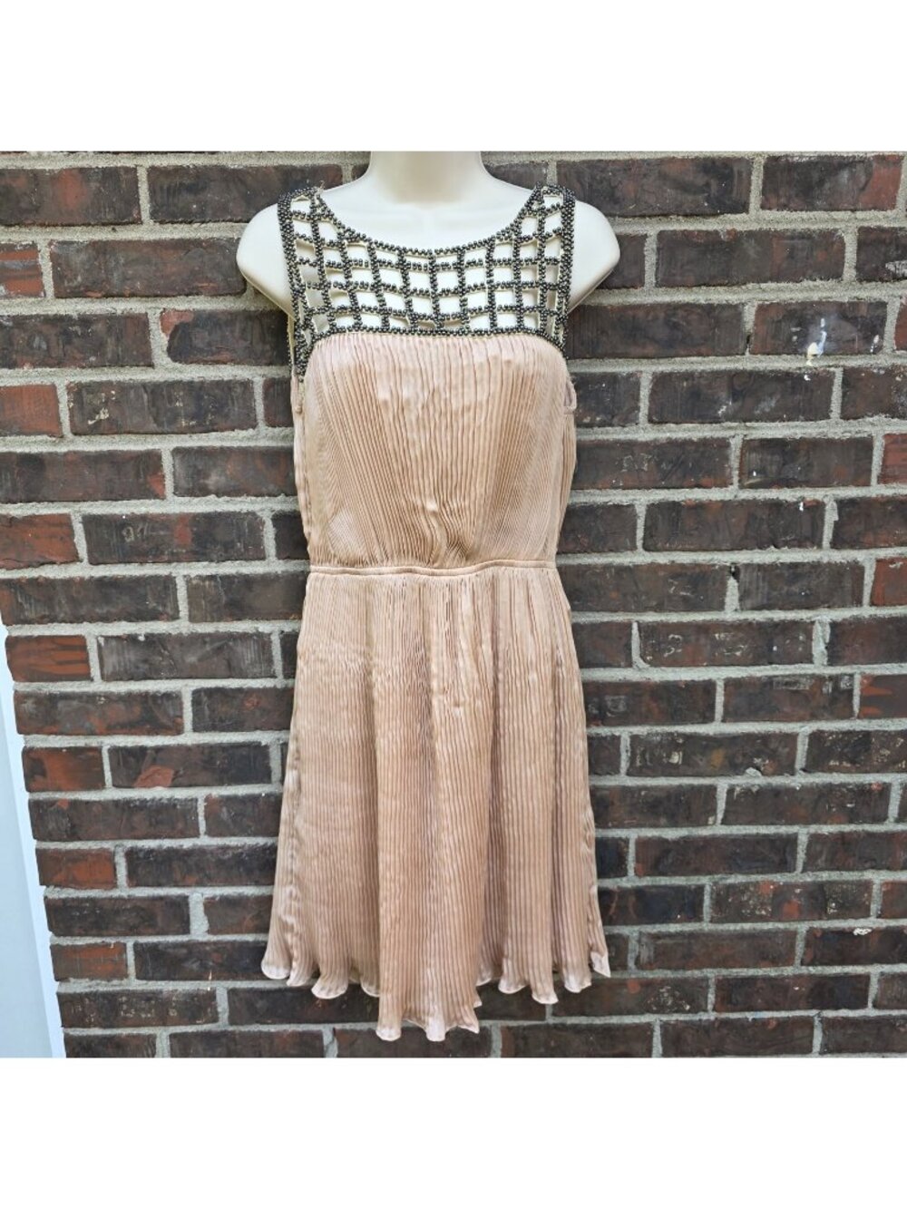 AKIRA Black Label Size Small Light Pink Beaded Mini Party Dress y2k 2000s Artsy